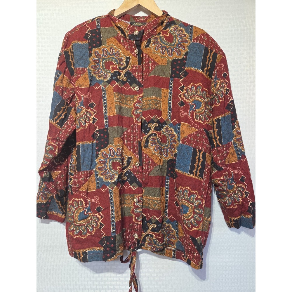 Vintage 80s 90s‎ Classics Enchanté Women's XL Oversized Abstract Paisley...